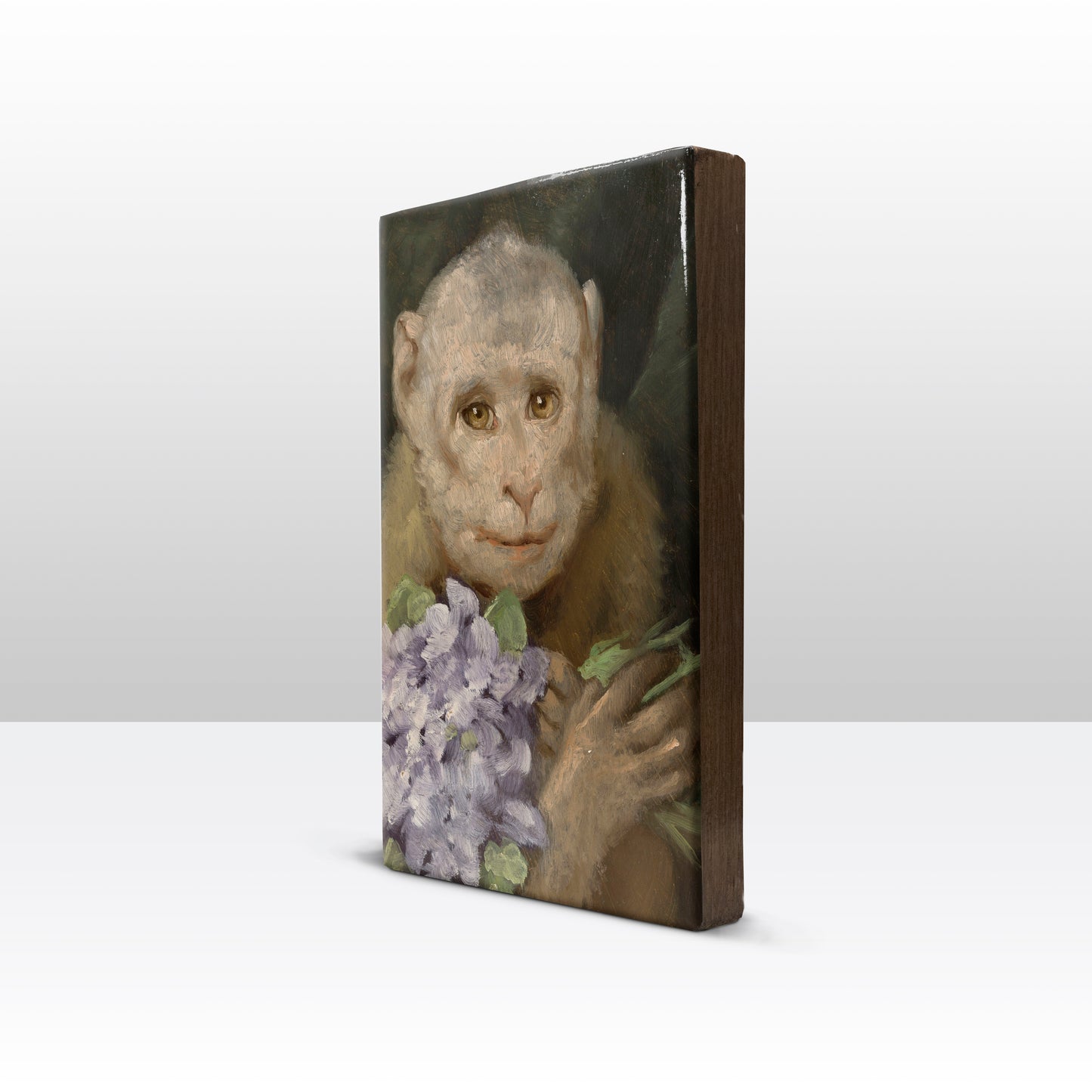 Laqueprint - Aap met een boeket viooltjes - Gabriel von Max - 19,5 x 30 cm - LP260