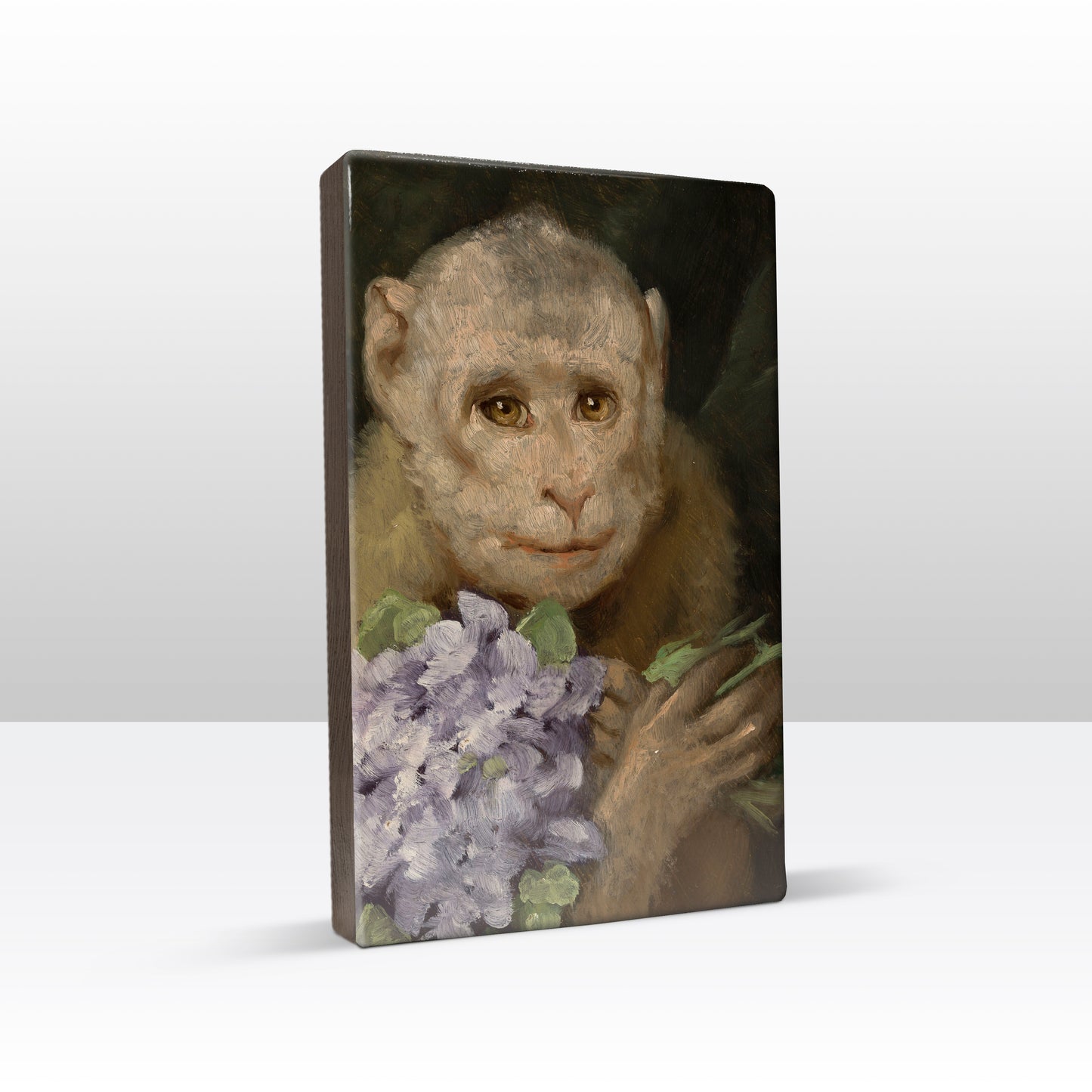 Laqueprint - Aap met een boeket viooltjes - Gabriel von Max - 19,5 x 30 cm - LP260