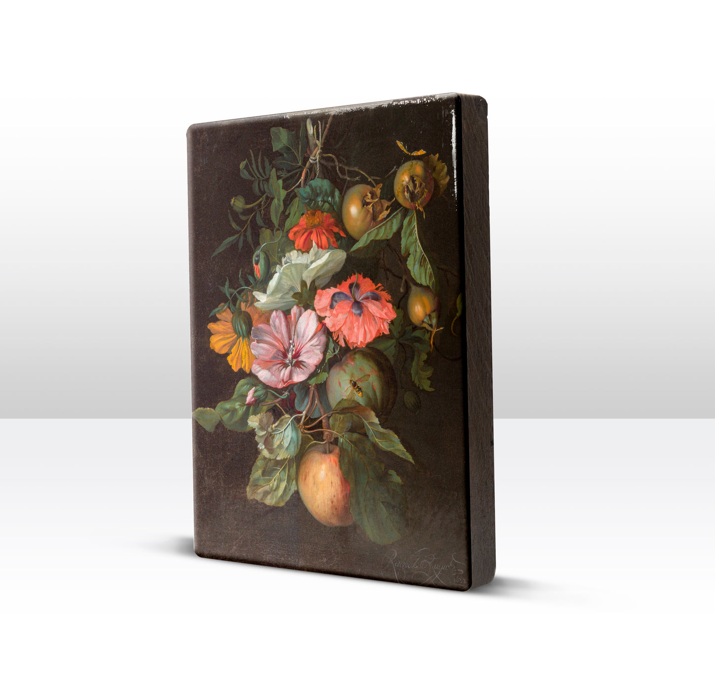 Laqueprint - Festoen van vruchten en bloemen hangend aan een spijker - Rachel Ruysch - 19,5 x 26 cm - LP277