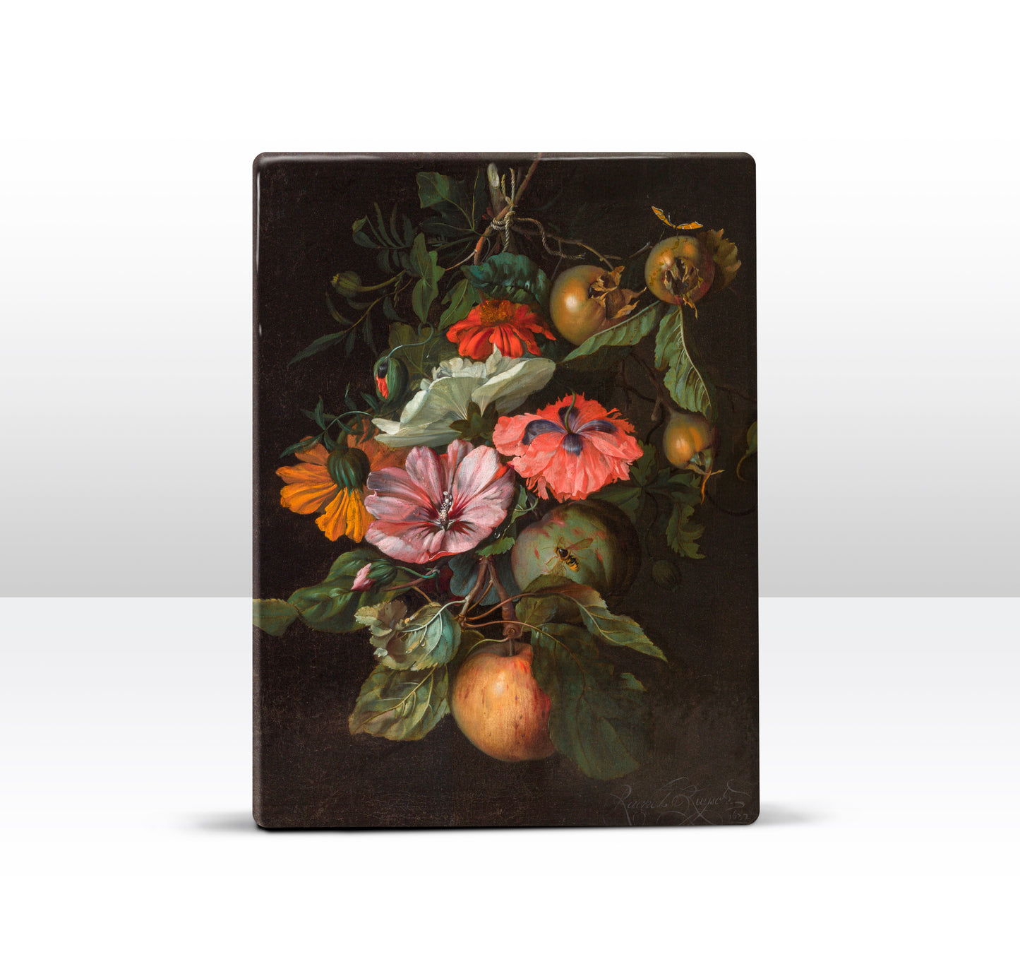 Laqueprint - Festoen van vruchten en bloemen hangend aan een spijker - Rachel Ruysch - 19,5 x 26 cm - LP277