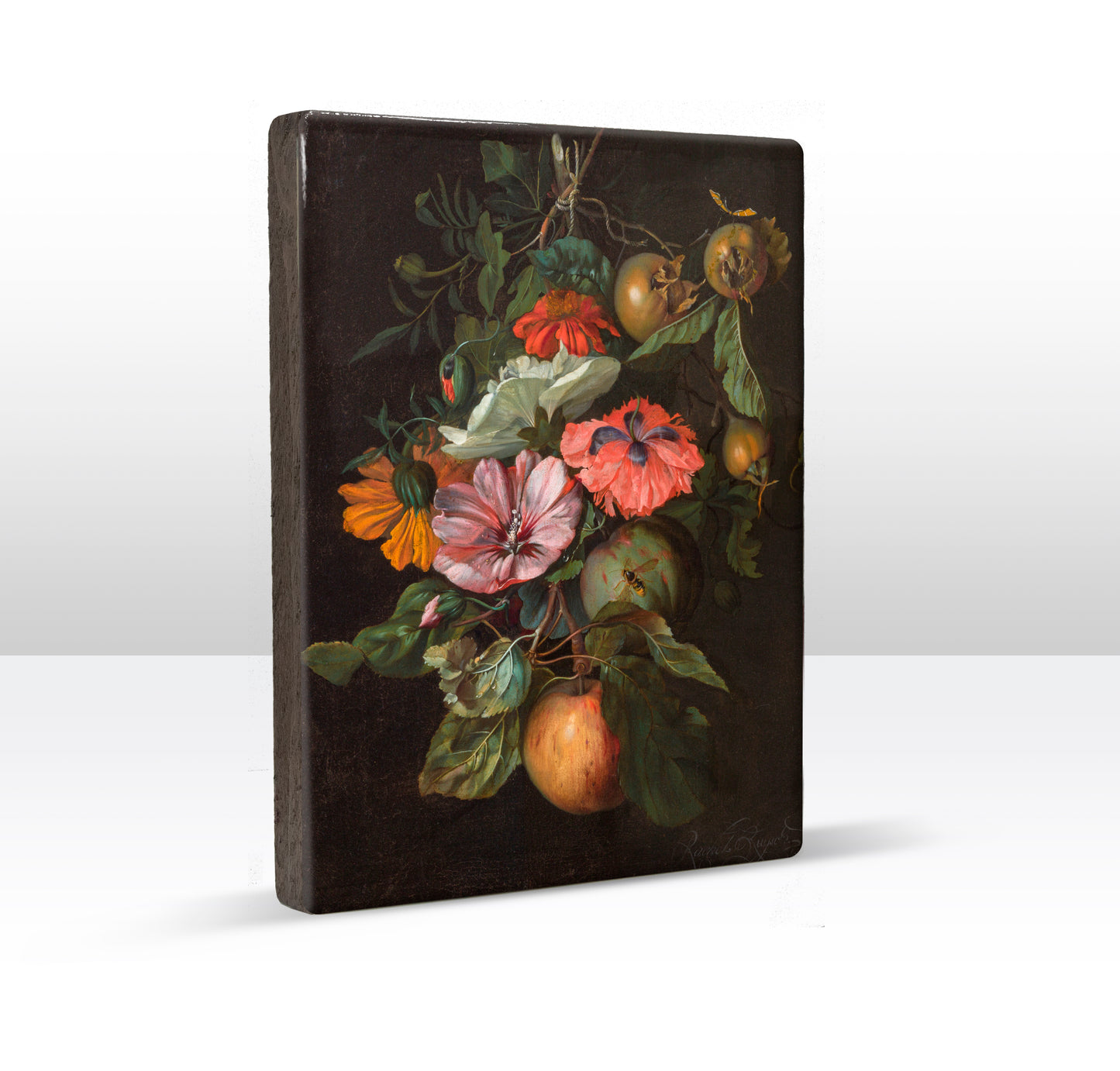 Laqueprint - Festoen van vruchten en bloemen hangend aan een spijker - Rachel Ruysch - 19,5 x 26 cm - LP277