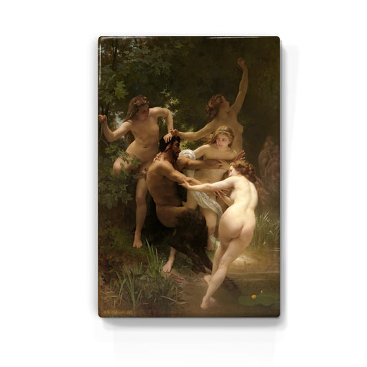 Laqueprint - Nimfen en een sater - William Adolphe Bouguereau - 19,5 x 30 cm - LP292