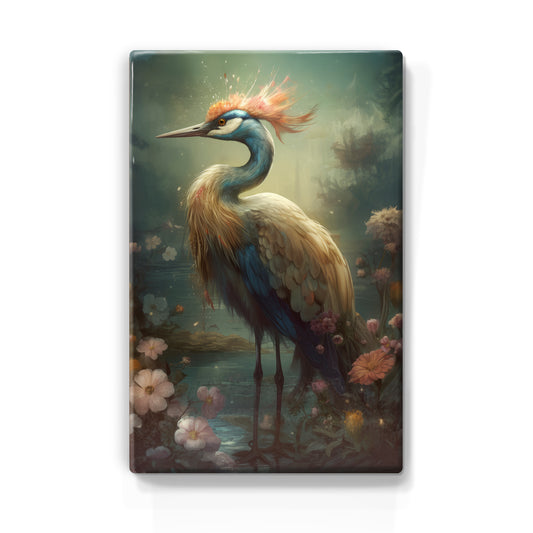 Blauwe kraanvogel - Laqueprint - 19,5 x 30 cm - LP329
