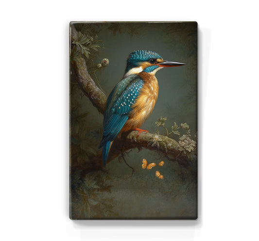 Laqueprint - IJsvogel met vlinders - Handgelakt - 19,5 x 30 cm - LP373