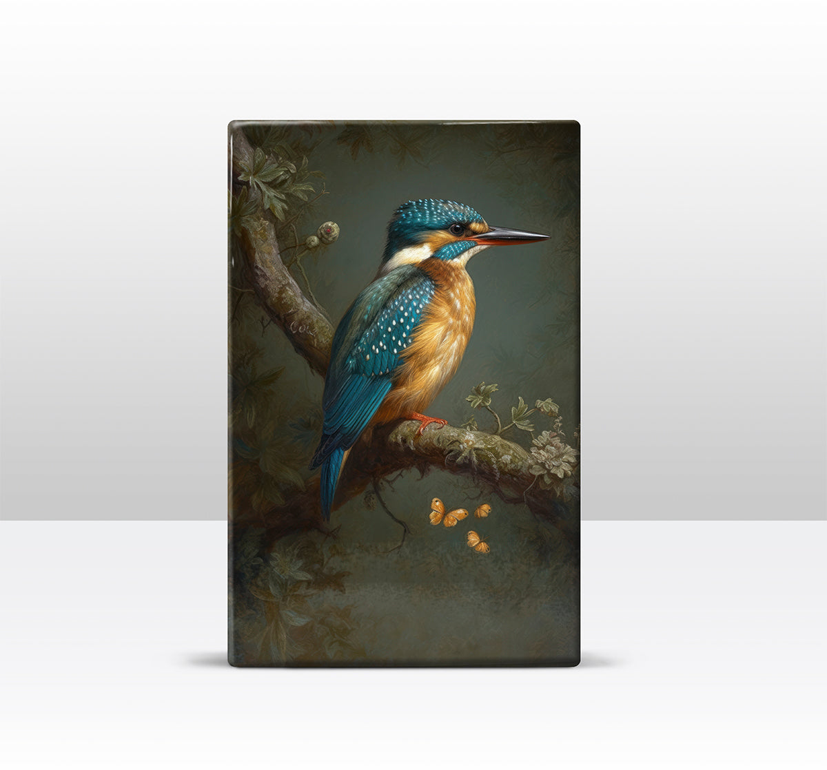 Laqueprint - IJsvogel met vlinders - Handgelakt - 19,5 x 30 cm - LP373
