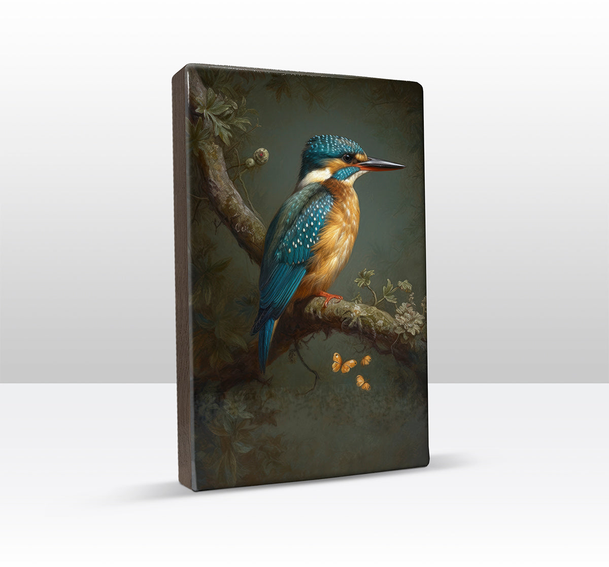 Laqueprint - IJsvogel met vlinders - Handgelakt - 19,5 x 30 cm - LP373