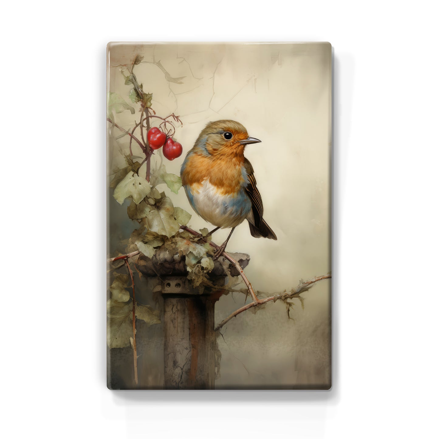 Roodborstje - Mini Laqueprint - 9,6 x 14,6 cm - LPS415