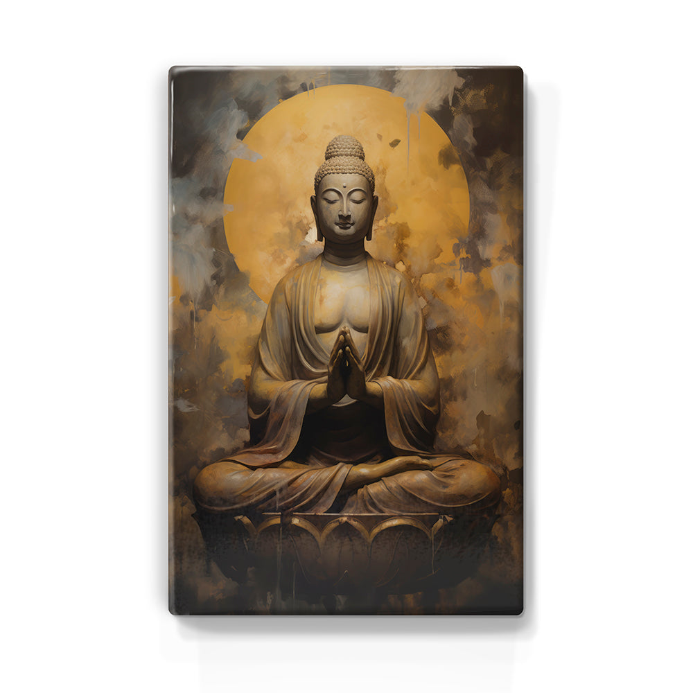 Boeddha met gevouwen handen - Mini Laqueprint - 9,6 x 14,7 cm - LPS505