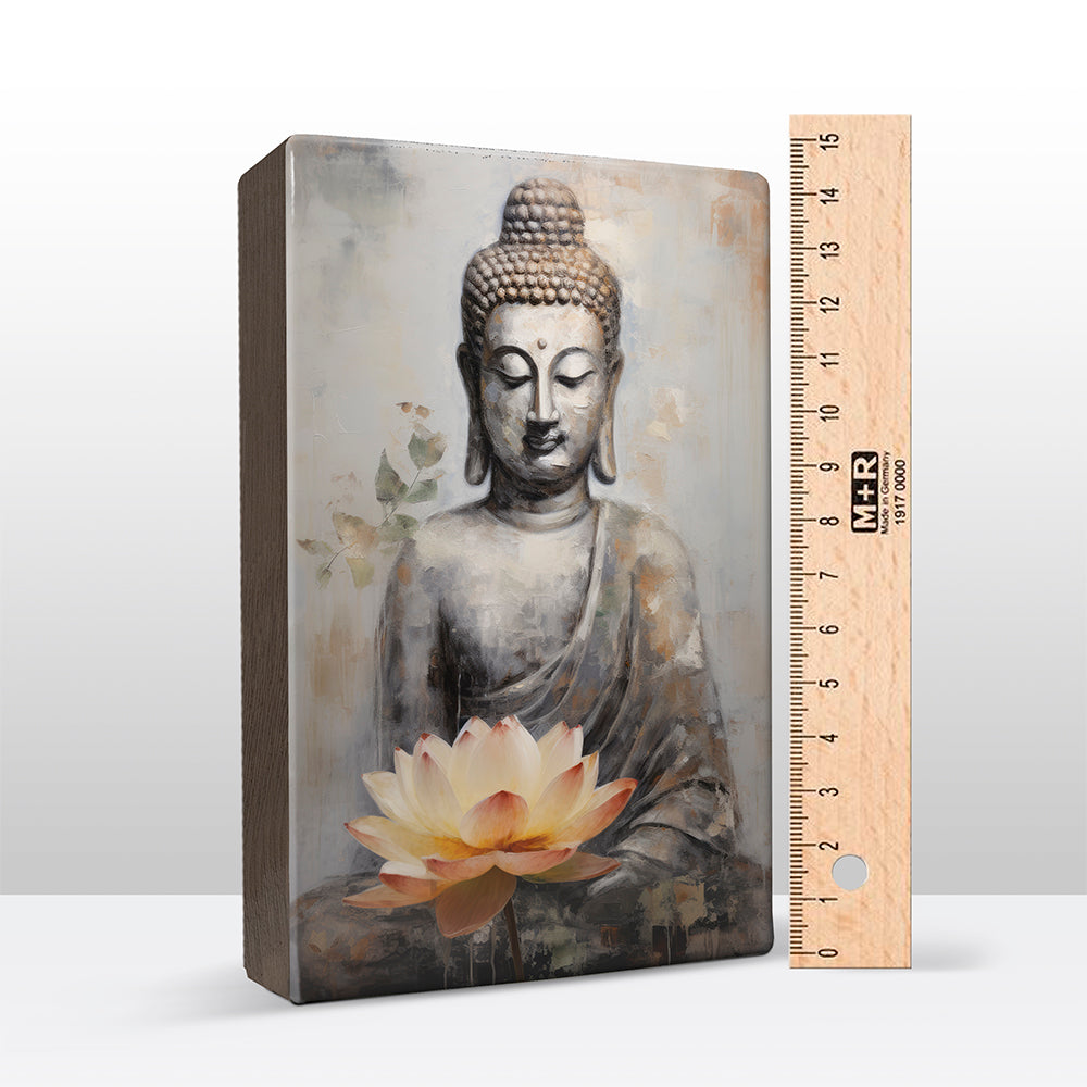 Boeddha met bloemen - Mini Laqueprint - 9,6 x 14,7 cm - LPS514