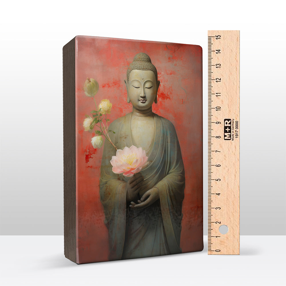 Buddha mit Blumen – Mini Laqueprint – 9,6 x 14,7 cm – LPS524