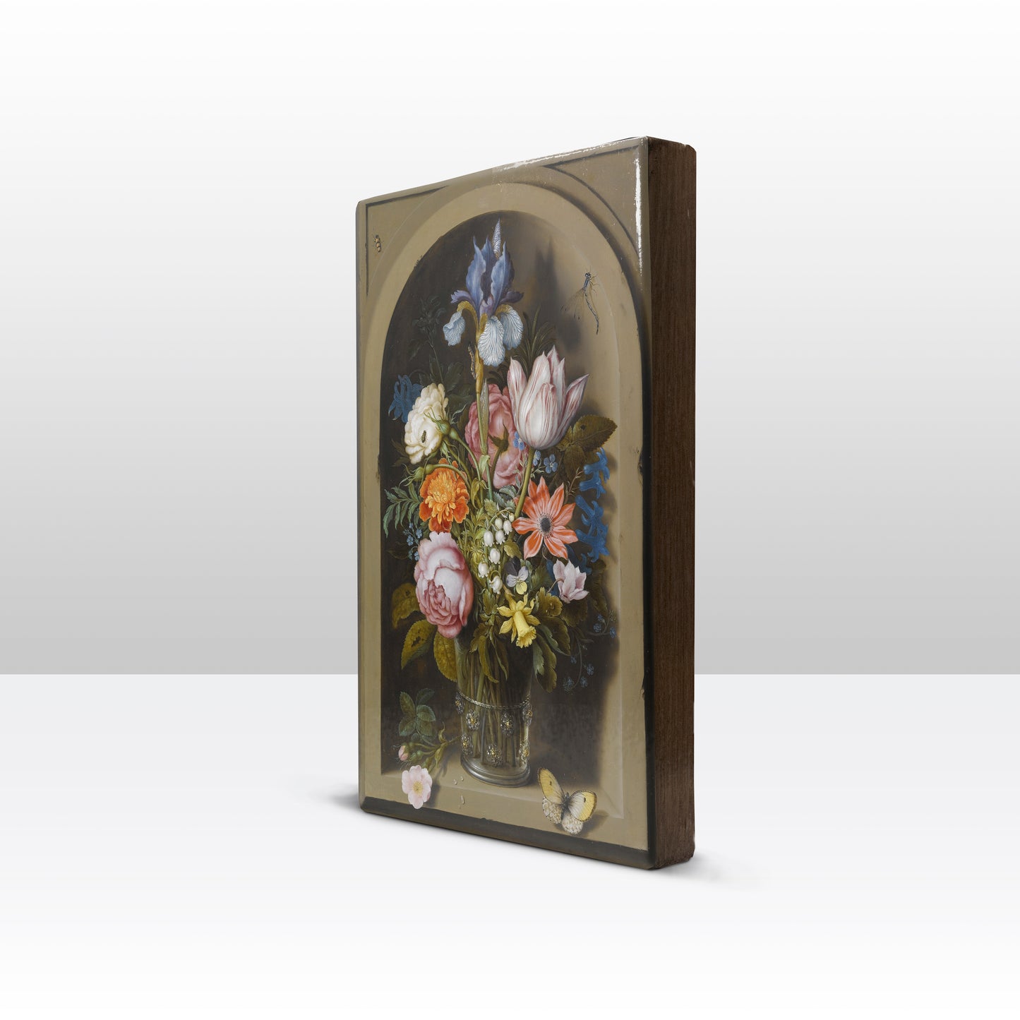 Laque print - Flowers in stone niche - Ambrosius Bosschaert the Elder - 19.5 x 30 cm - LP002