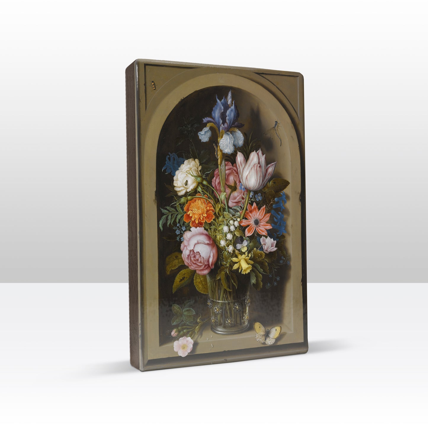 Laque print - Flowers in stone niche - Ambrosius Bosschaert the Elder - 19.5 x 30 cm - LP002