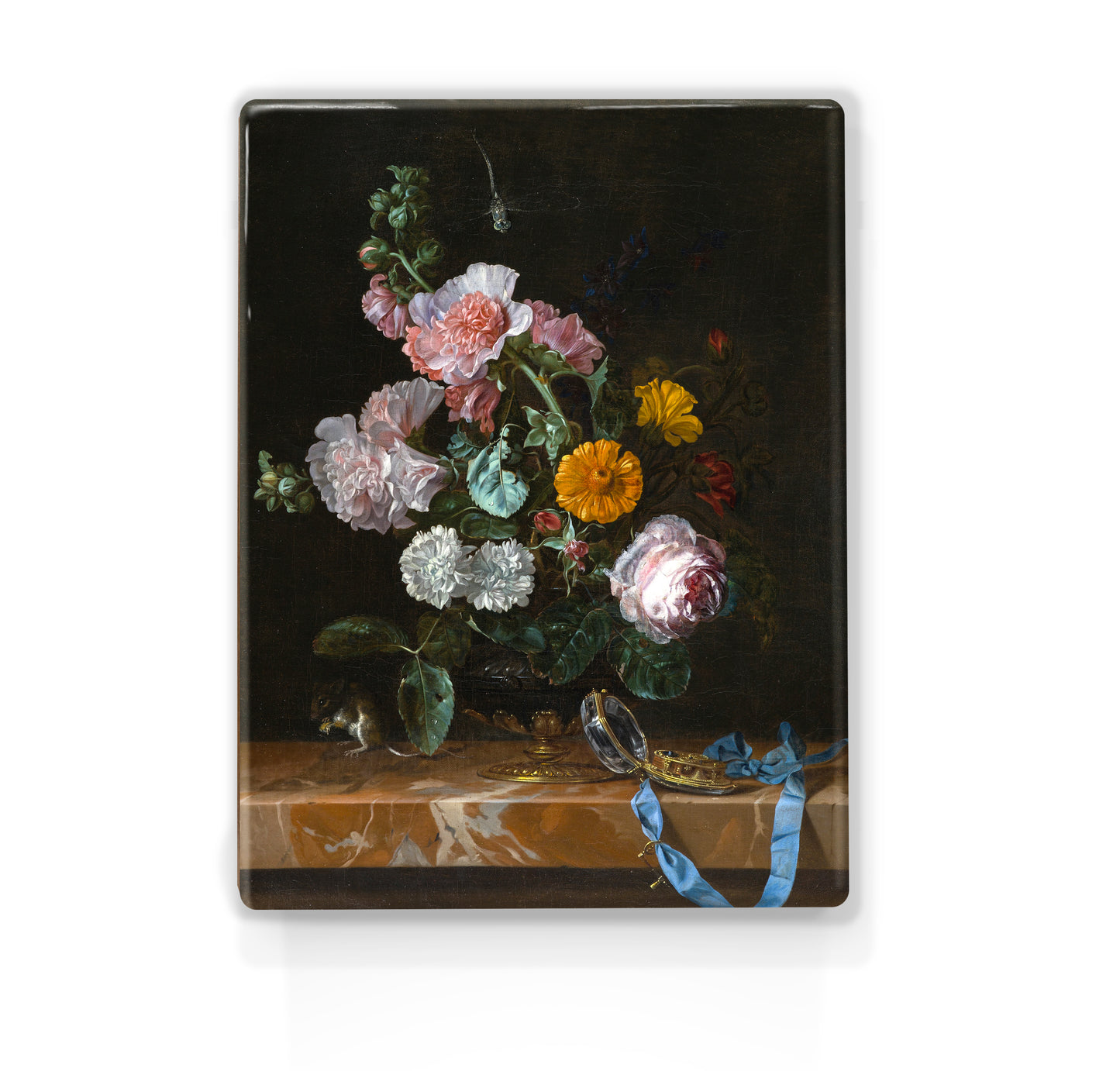 Laqueprint - Vanitas Stilleven met bloemen - Willem van Aelst - 19,5 x 26 cm - LP012