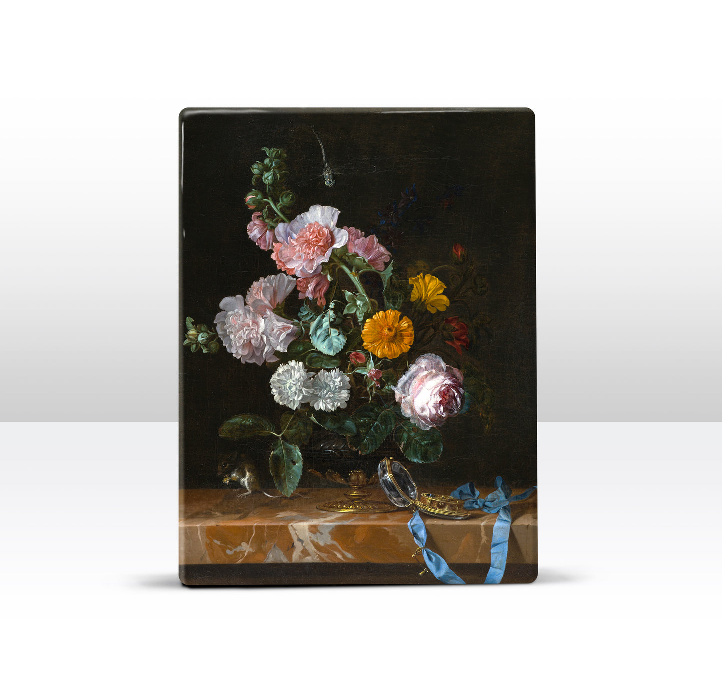 Laqueprint - Vanitas Stilleven met bloemen - Willem van Aelst - 19,5 x 26 cm - LP012