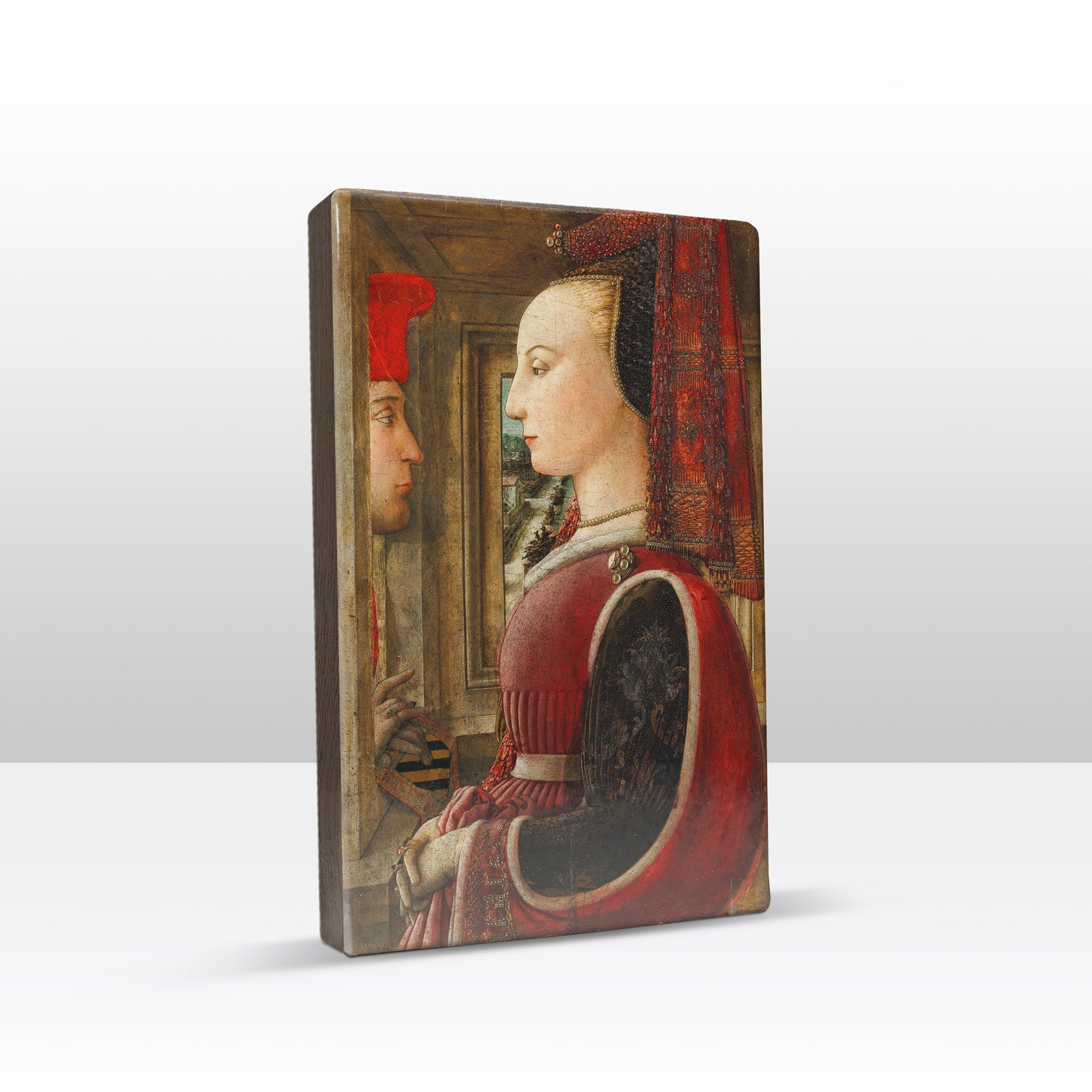 Laque print - Portrait of a woman with a man in a casement window - Filippo Lippi - 19.5 x 30 cm - LP027