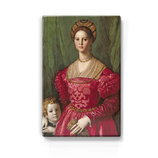 Laqueprint - Een jonge vrouw en haar zoontje - Agnolo Bronzino - 19,5 x 30 cm - LP036