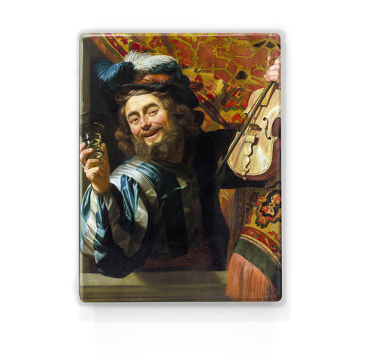 Laqueprint - de vrolijke speelman - Gerard van Honthorst - 19,5 x 26 cm - LP040