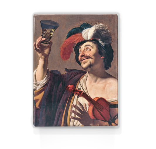 Laque print - Happy Violinist - Gerrit Van Honthorst - 19.5 x 26 cm - LP041