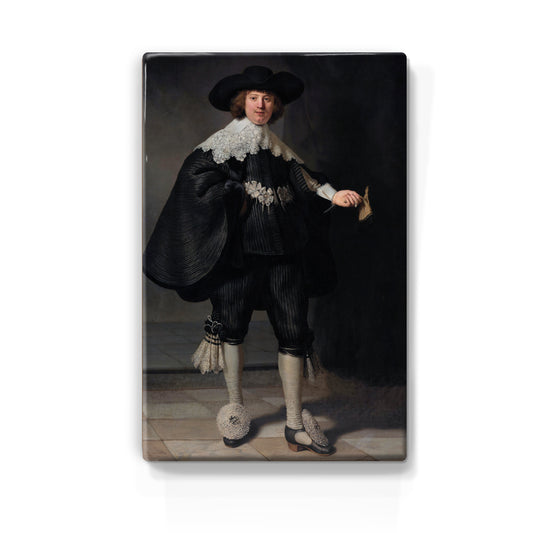 Laqueprint - Portret van Marten Soolmans - Rembrandt van Rijn - 19,5 x 30 cm - LP054