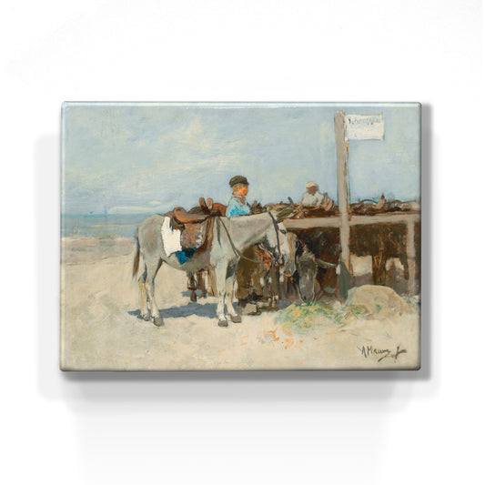 Laque print - Donkey stand on the beach in Scheveningen - - Anton Mauve - 26 x 19.5 - LP096