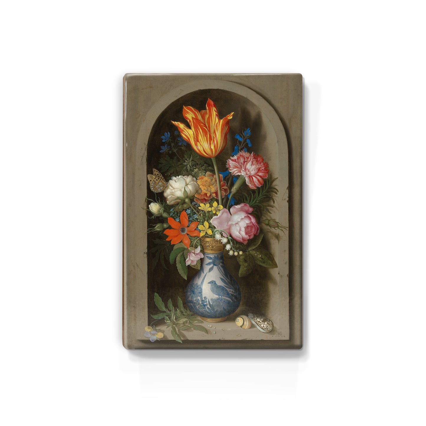 Laqueprint - bloemen in een wan-li vaas met verguldsel - Ambrosius bosschaert the elder - 19,5 x 30 cm - LP143