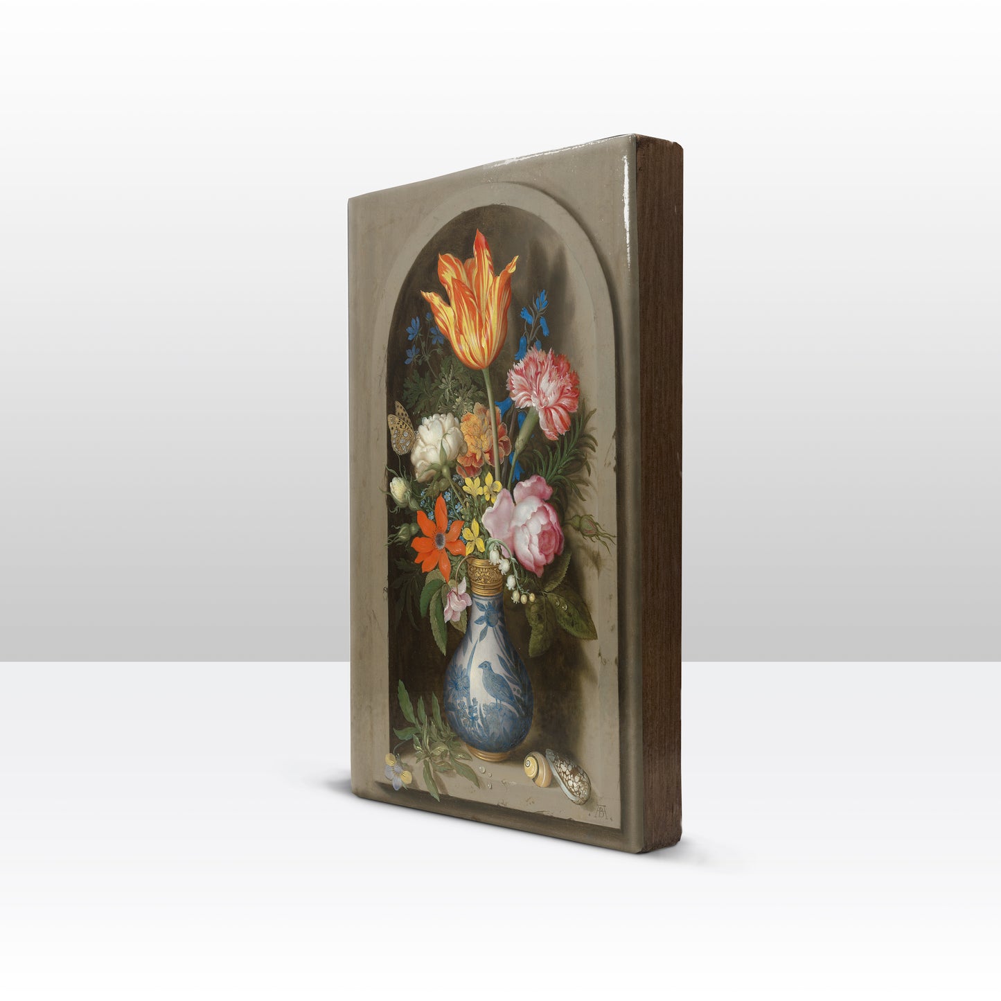 Laqueprint - bloemen in een wan-li vaas met verguldsel - Ambrosius bosschaert the elder - 19,5 x 30 cm - LP143