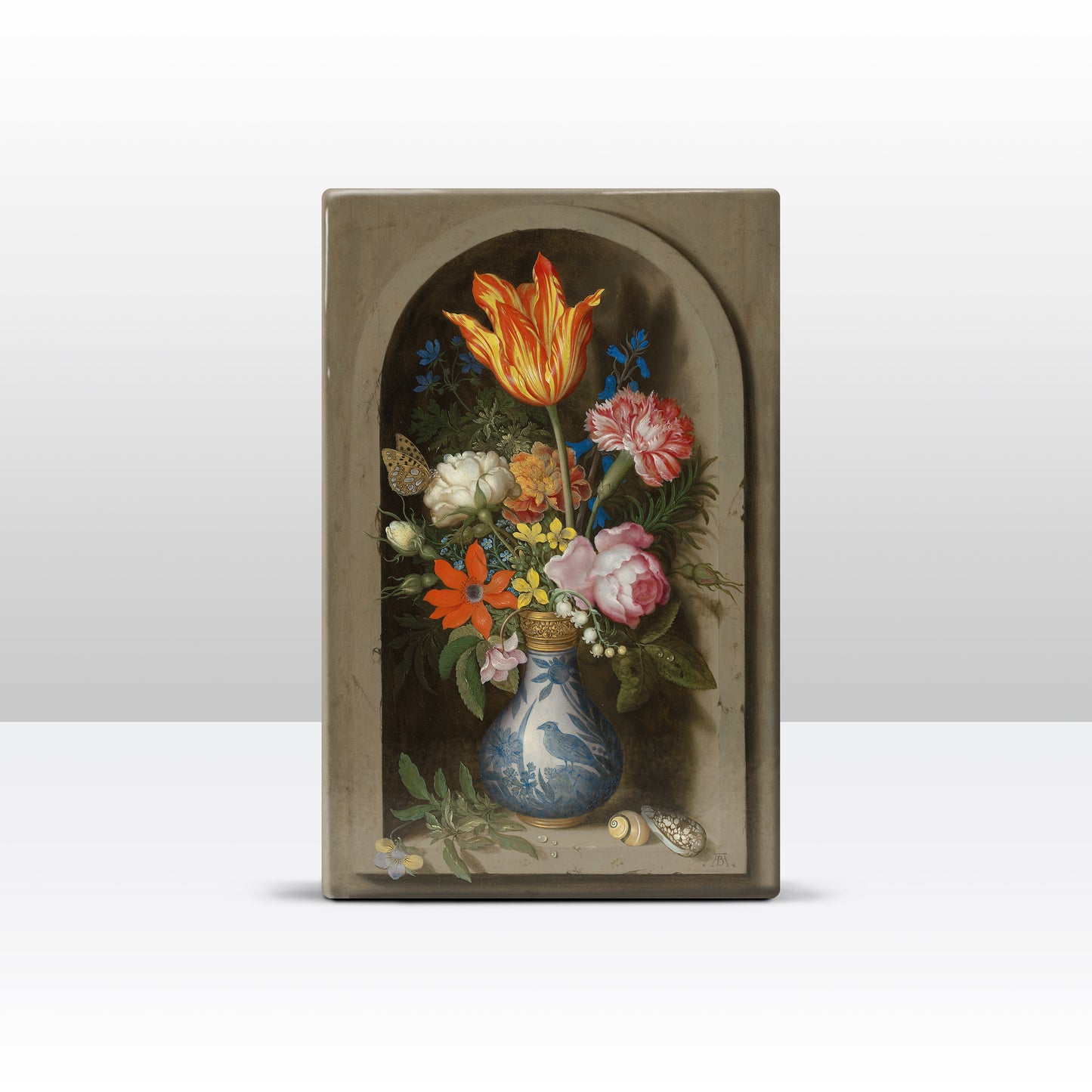 Laqueprint - bloemen in een wan-li vaas met verguldsel - Ambrosius bosschaert the elder - 19,5 x 30 cm - LP143
