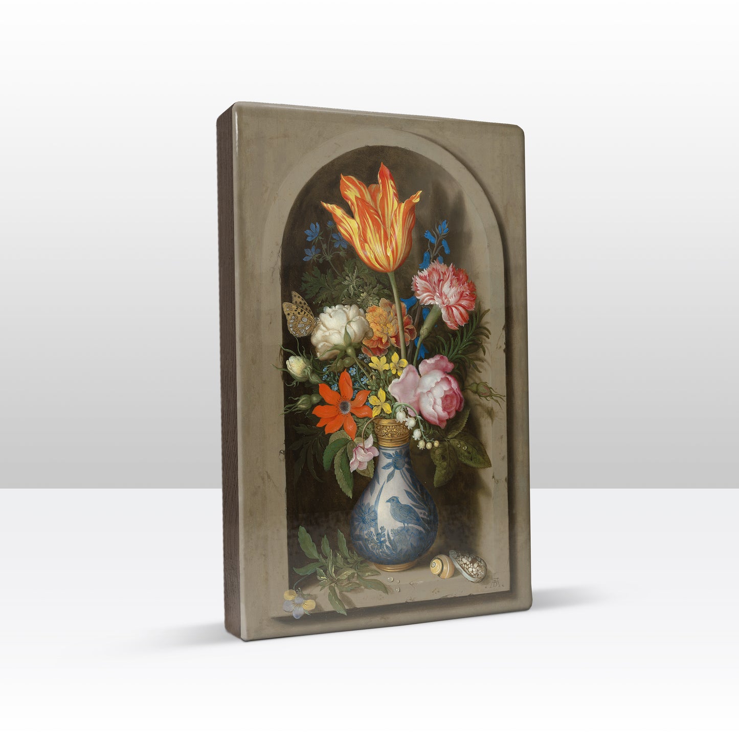 Laqueprint - bloemen in een wan-li vaas met verguldsel - Ambrosius bosschaert the elder - 19,5 x 30 cm - LP143