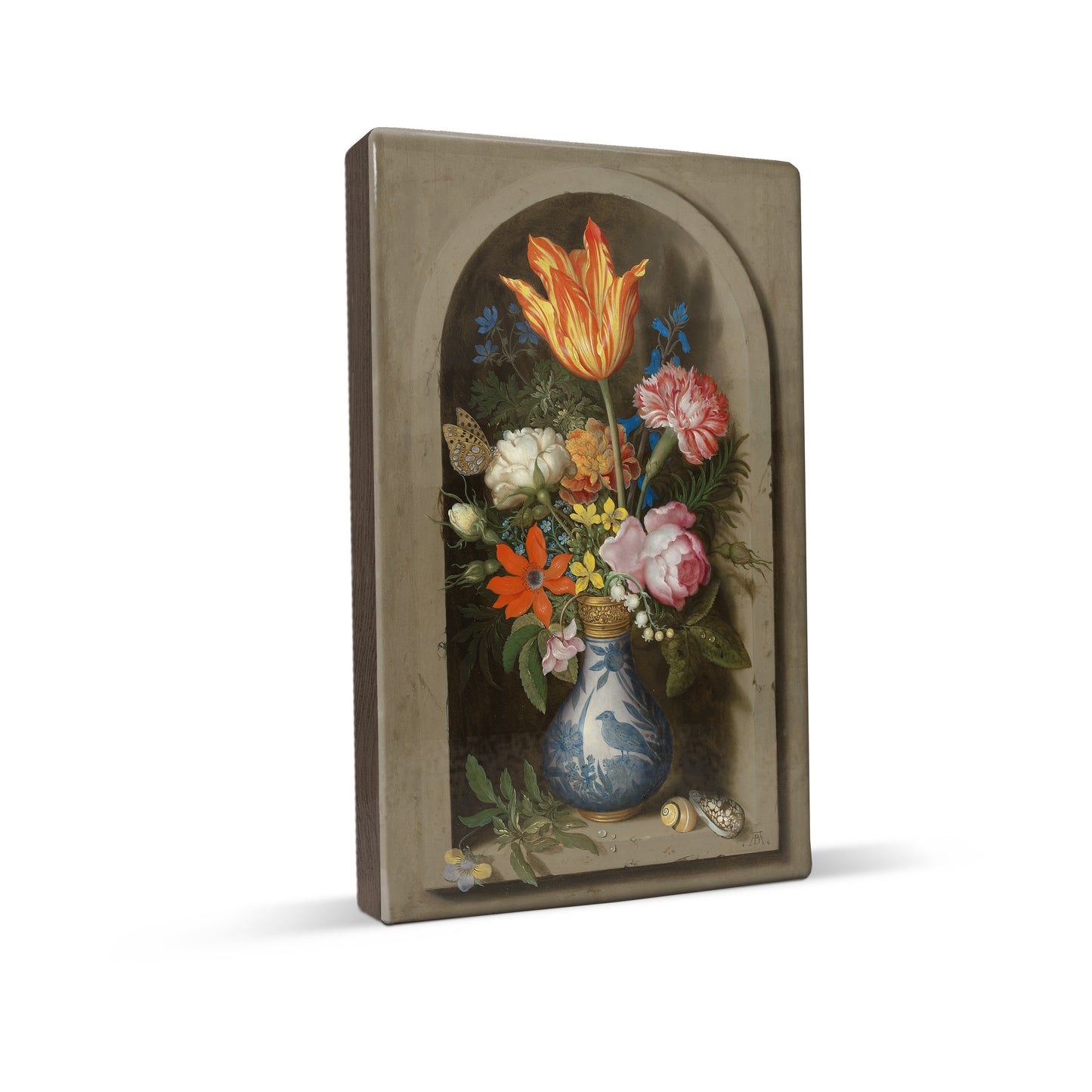 Laqueprint - bloemen in een wan-li vaas met verguldsel - Ambrosius bosschaert the elder - 19,5 x 30 cm - LP143