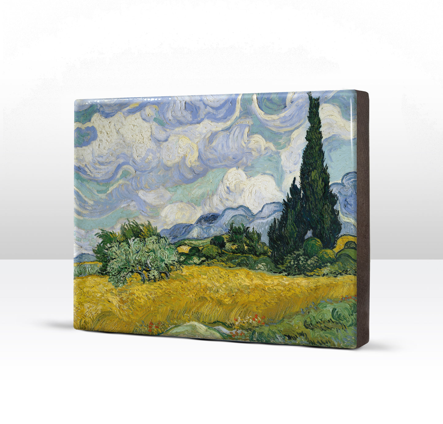 Laqueprint - Korenveld met cipressen - Vincent van Gogh - 26 x 19,5 cm - LP156