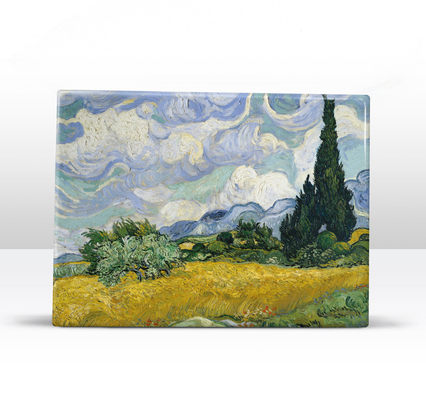 Laqueprint - Korenveld met cipressen - Vincent van Gogh - 26 x 19,5 cm - LP156