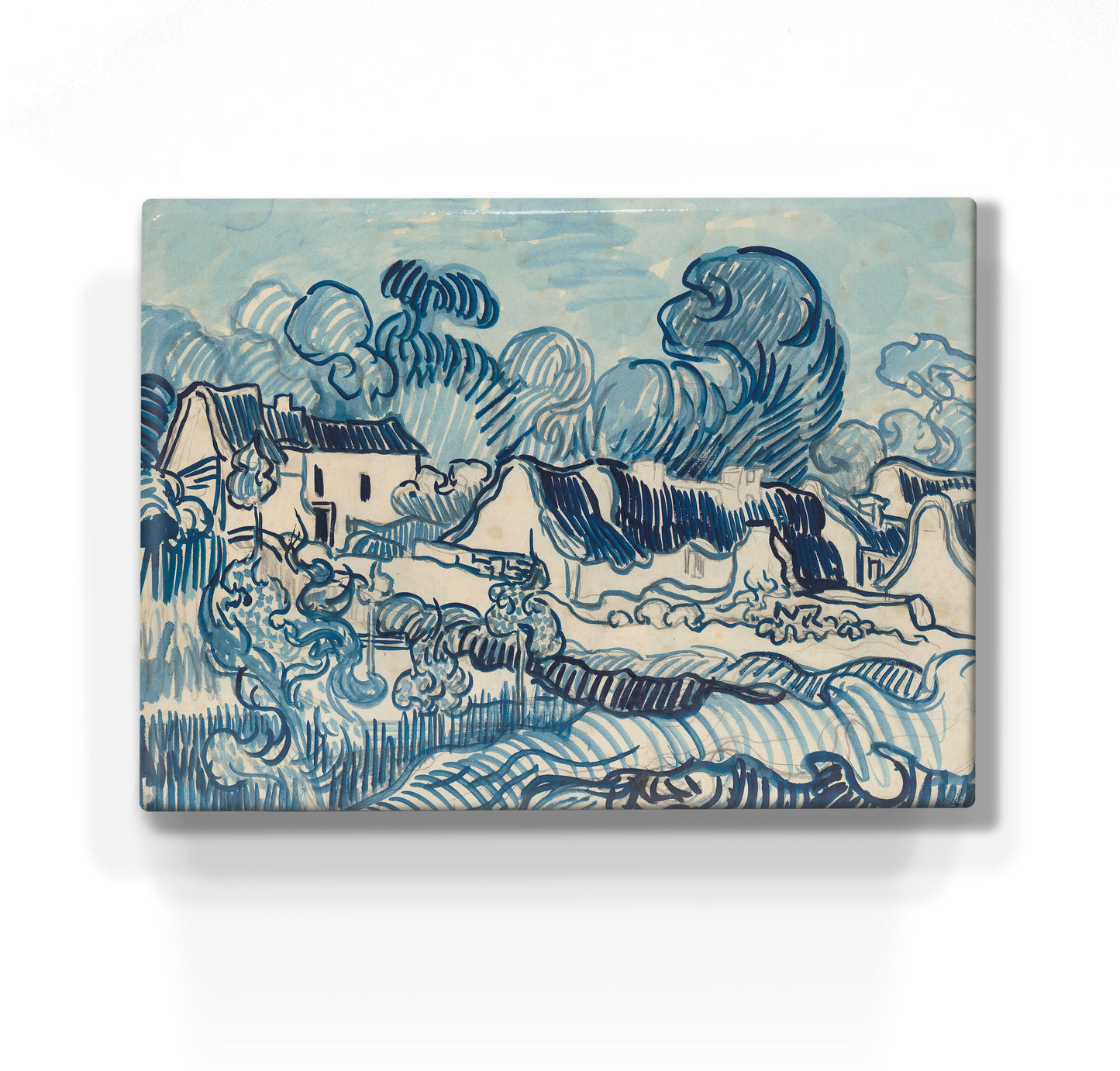 Laqueprint - Landschap met huizen - Vincent van Gogh - 26 x 19,5 cm - LP203