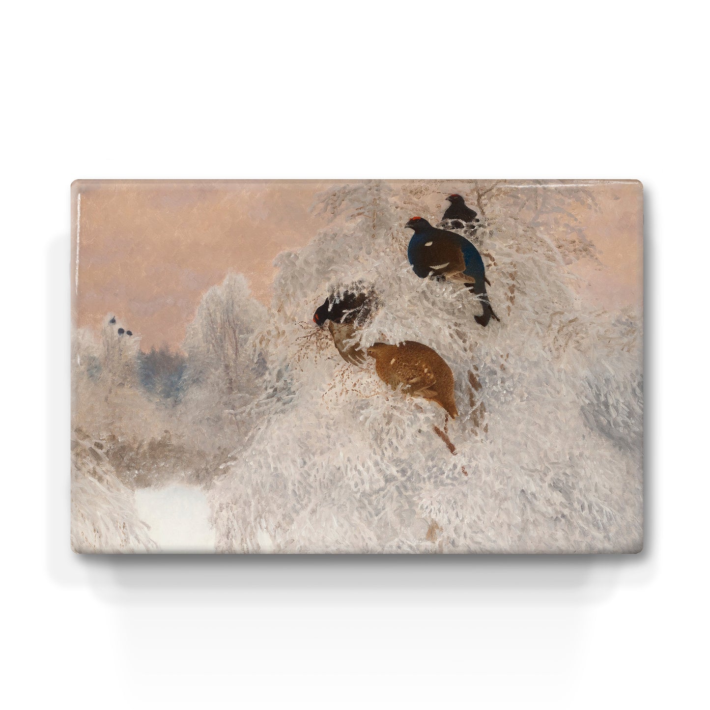 Laqueprint - Korhoenders in winterlandschap - Bruno Liljefors - 30 x 19,5 cm - LP218
