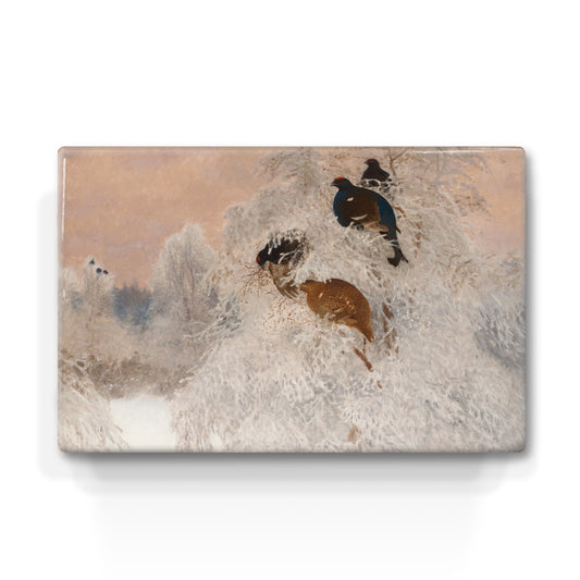 Laqueprint - Korhoenders in winterlandschap - Bruno Liljefors - 30 x 19,5 cm - LP218