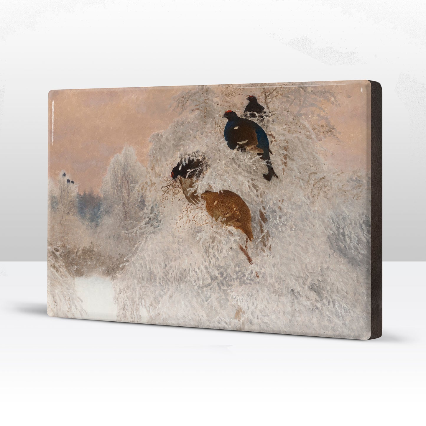 Laqueprint - Korhoenders in winterlandschap - Bruno Liljefors - 30 x 19,5 cm - LP218