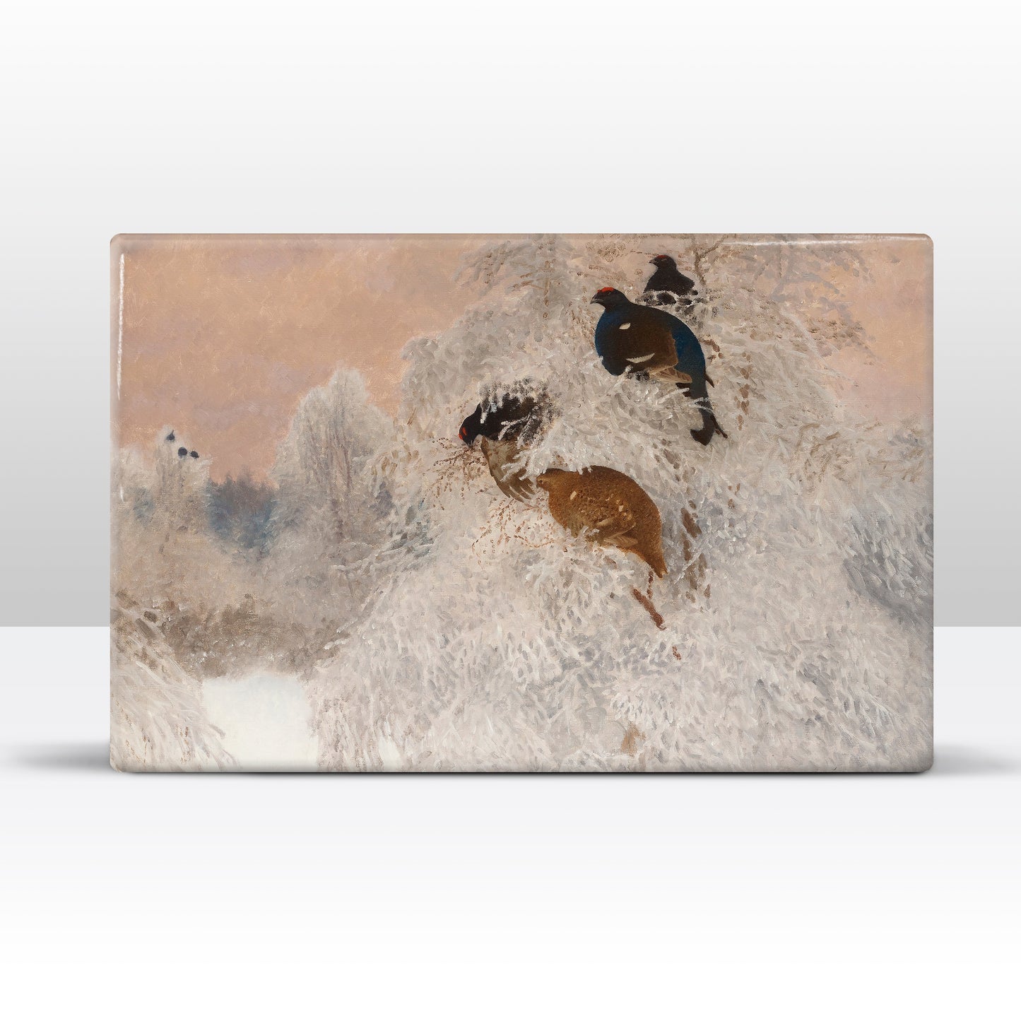 Laqueprint - Korhoenders in winterlandschap - Bruno Liljefors - 30 x 19,5 cm - LP218