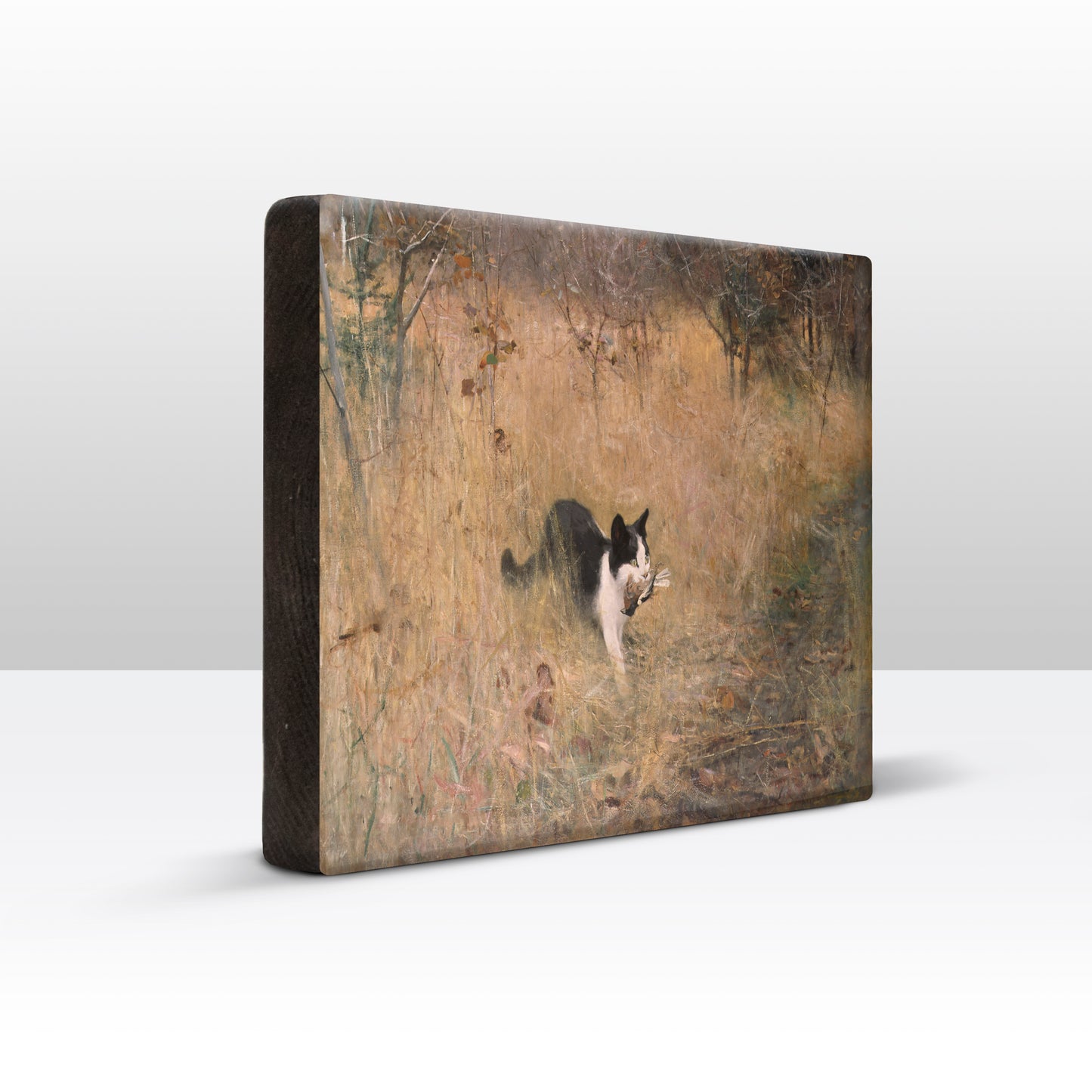 Laque print - Cat on a bird hunt - Bruno Liljefors - 30 x 19.5 cm - LP224