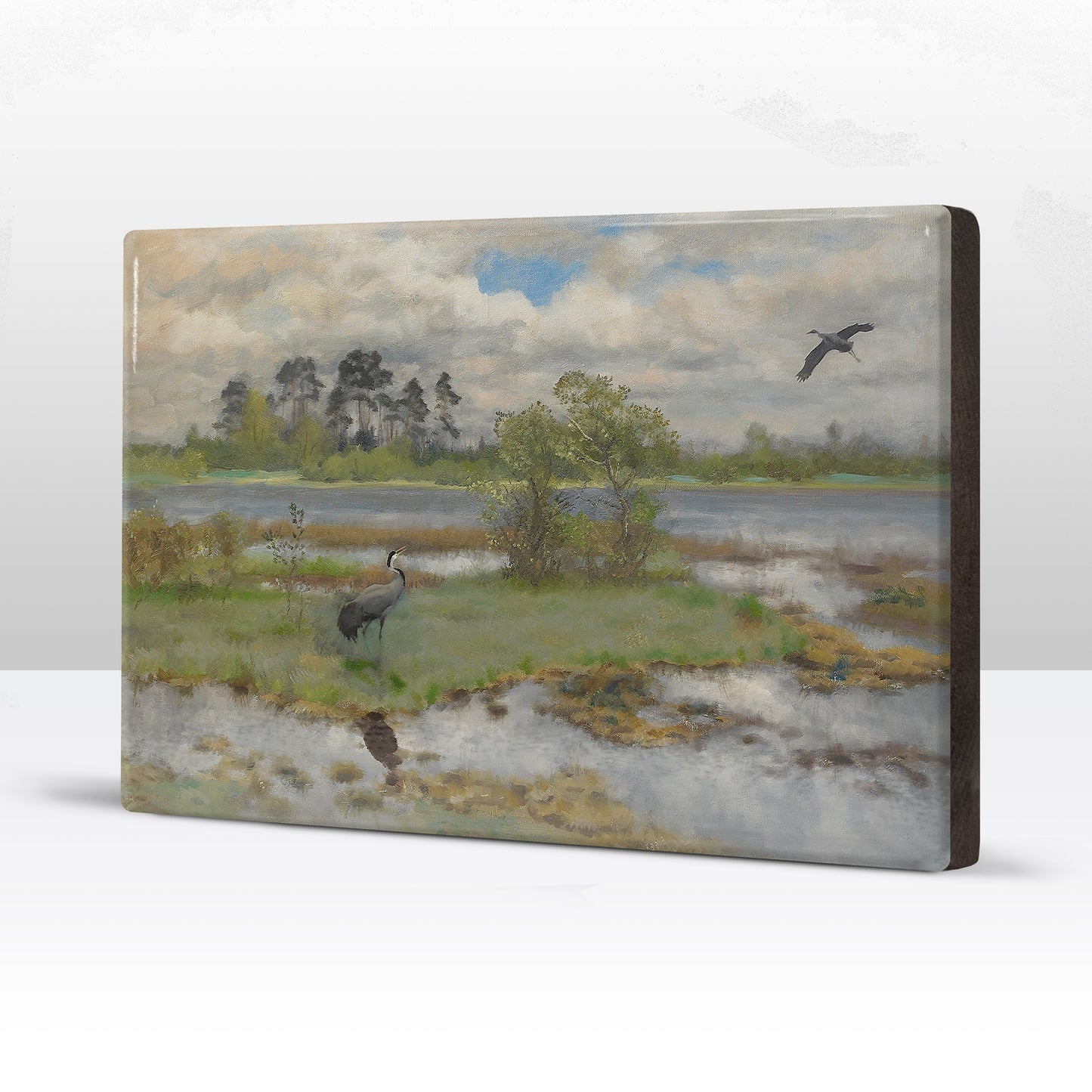 Laque print - Landscape with cranes on the water - Bruno Liljefors - 30 x 19.5 cm - LP226