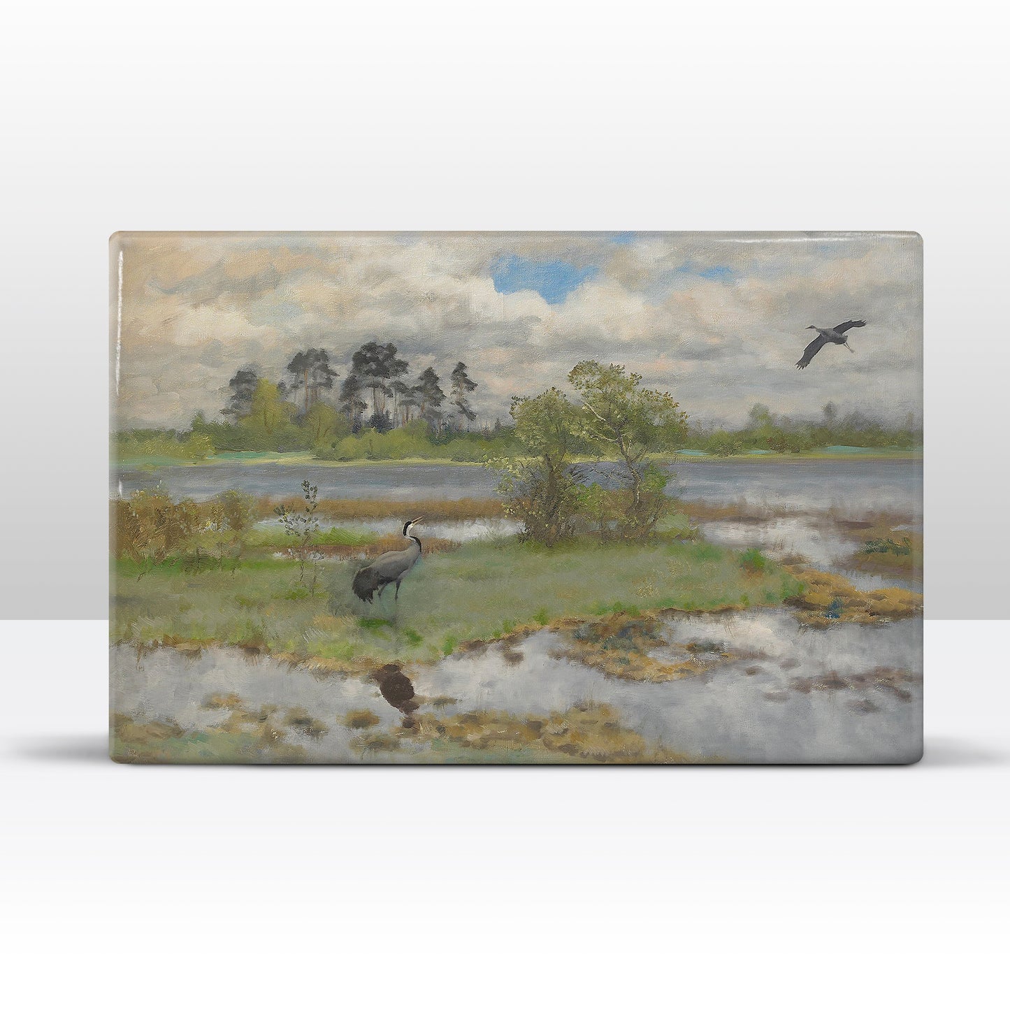 Laque print - Landscape with cranes on the water - Bruno Liljefors - 30 x 19.5 cm - LP226