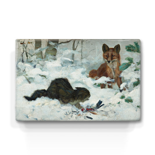 Laque print - Fox surprising a cat - Bruno Liljefors - 30 x 19.5 cm - LP231