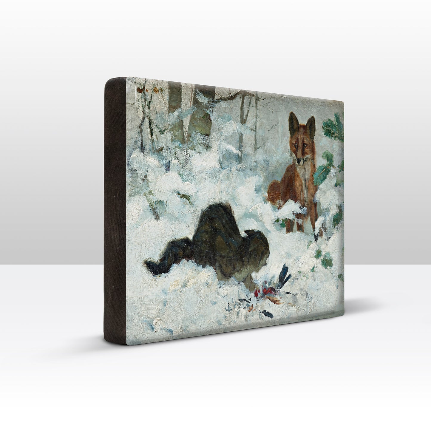 Laqueprint - Vos die een kat verrast - Bruno Liljefors - 30 x 19,5 cm - LP231