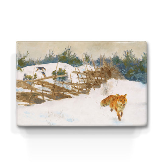 Laque print - Fox in winter landscape - Bruno Liljefors - 30 x 19.5 cm - LP234