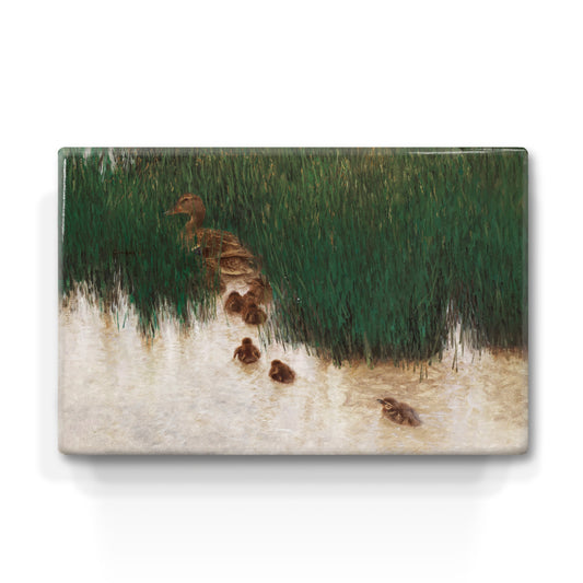 Laqueprint - Eendenfamilie in het riet - Bruno Liljefors - 30 x 19,5 cm - LP243