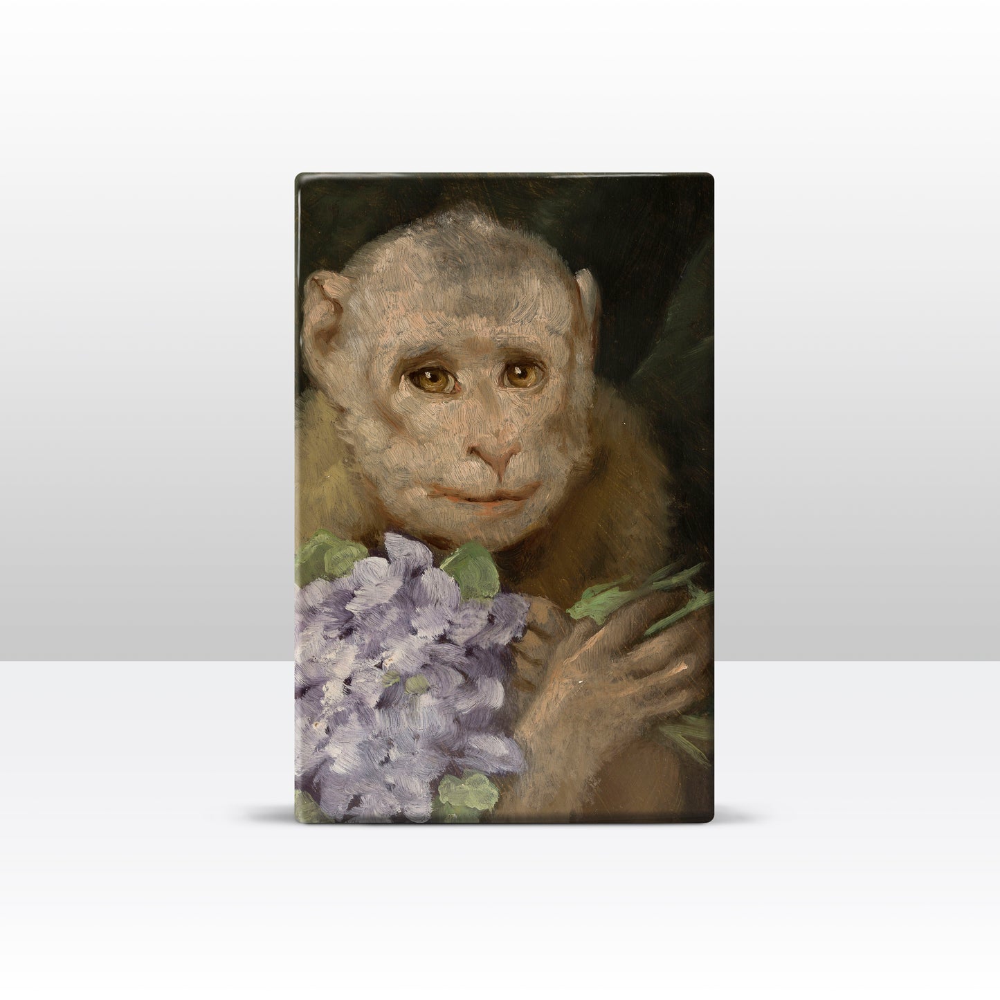 Laque print - Monkey with a bouquet of violets - Gabriel von Max - 19.5 x 30 cm - LP260