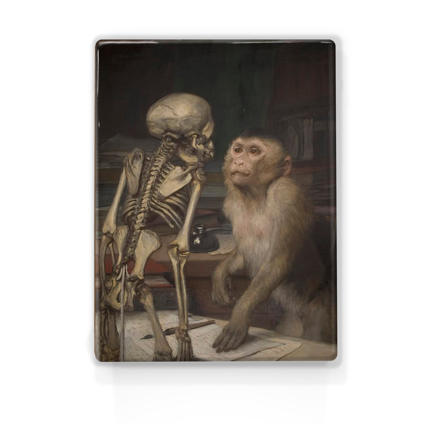 Laque print - Monkey for skeleton - Gabriel von Max - 19.5 x 26 cm - LP261