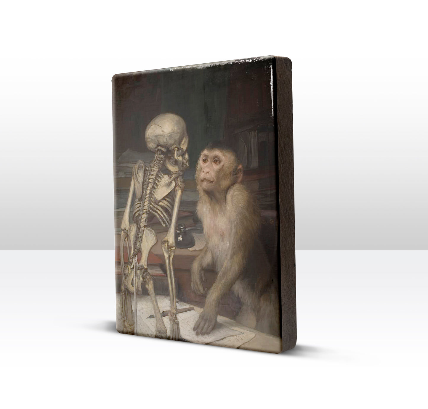 Laque print - Monkey for skeleton - Gabriel von Max - 19.5 x 26 cm - LP261