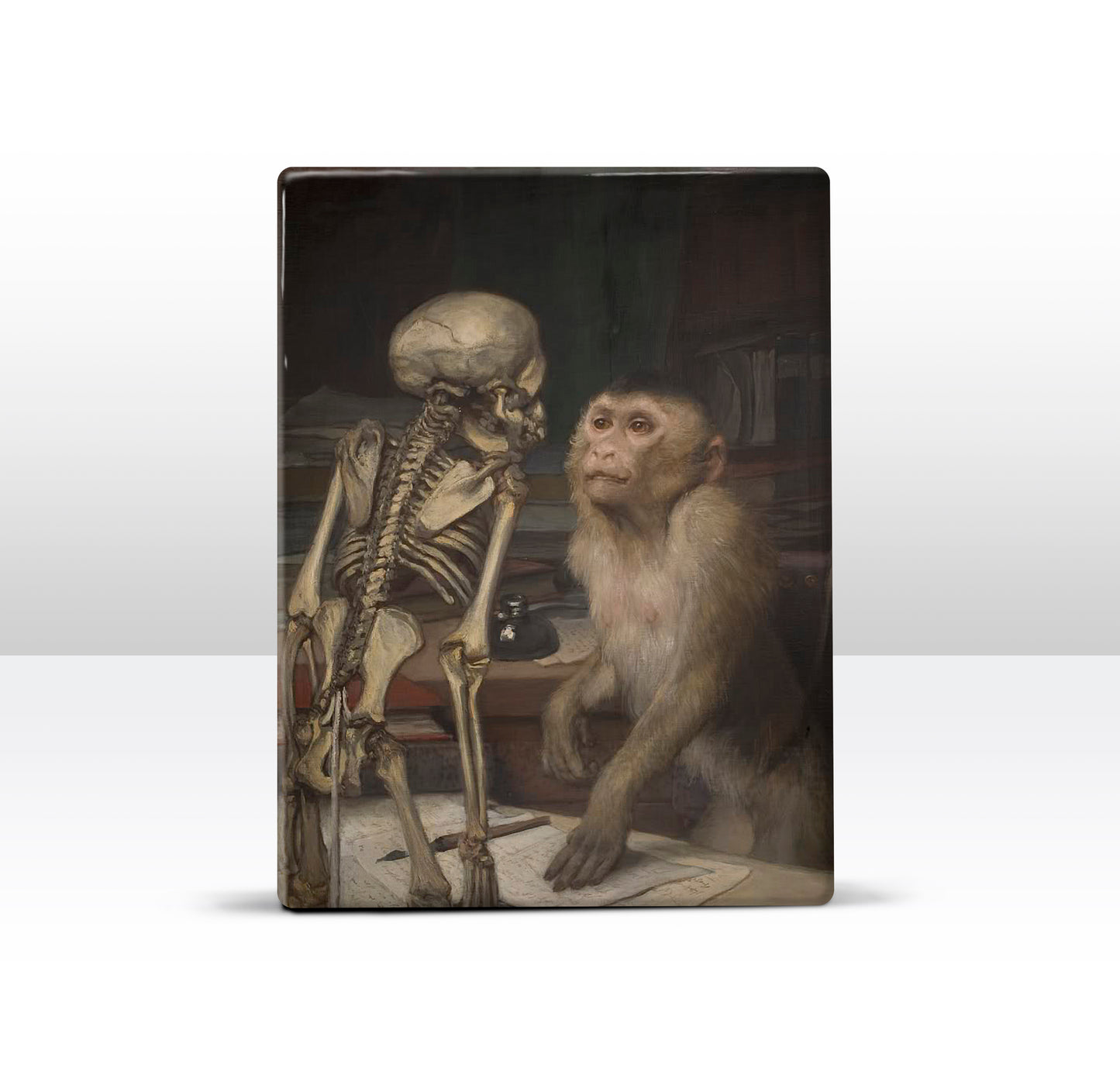 Laque print - Monkey for skeleton - Gabriel von Max - 19.5 x 26 cm - LP261