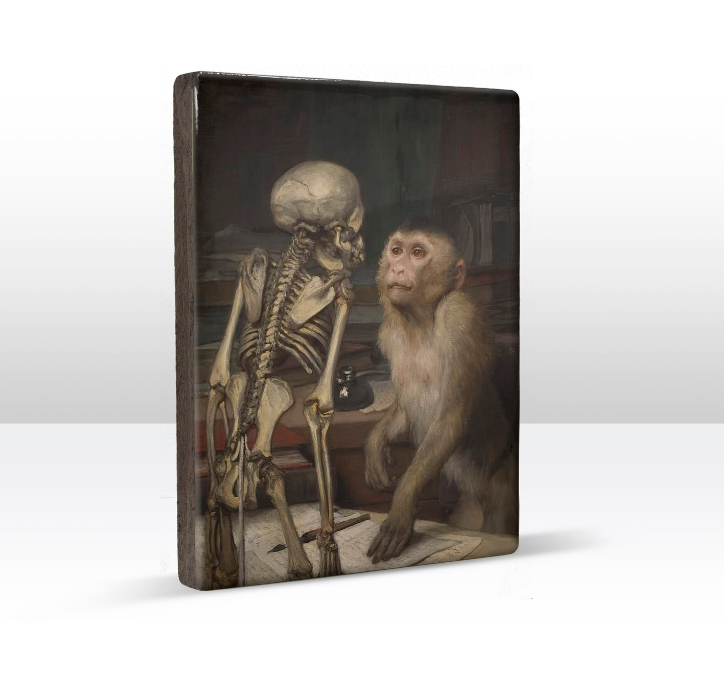 Laque print - Monkey for skeleton - Gabriel von Max - 19.5 x 26 cm - LP261