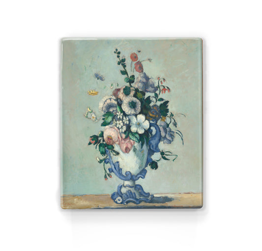 Laqueprint - Bloemen in een Rococo vaas - Paul Cézanne - 19,5 x 24 cm - LP272