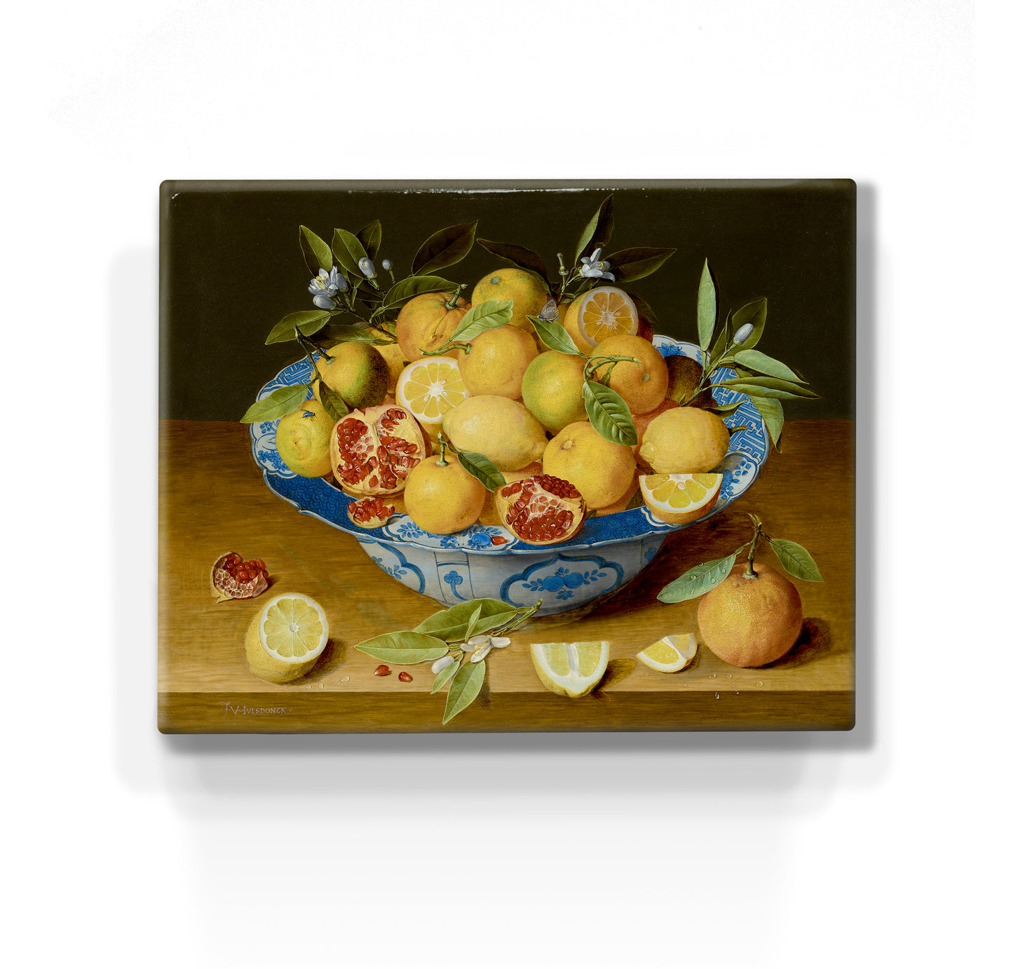 Laque print - Still life with lemons, oranges and a pomegranate - Jacob van Hulsdonck - 24 x 19.5 cm - LP283